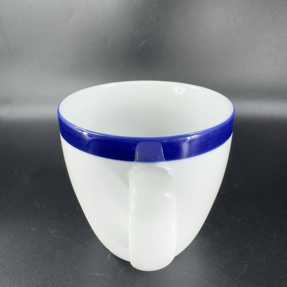 Crate & Barrel Belmont White Cobalt Blue Band Sri Lanka Porcelain Mugs Cups Set2 - Picture 11 of 14
